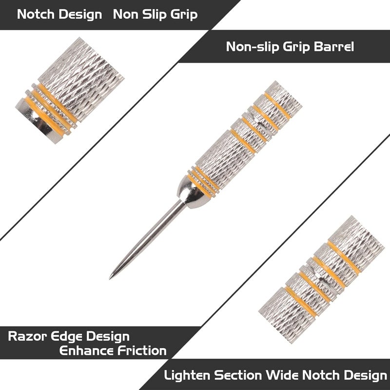 Turnart Darts Metal Tip Set - Steel Tip Darts Darts Set Professional Metal Darts Dart Board Set 12 Pcs 24 Gram 20 O-Rings Aluminum Darts Shafts 24 Extra Flights Darts Tool - Image 5
